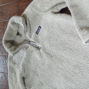 PATAGONIA I Los Gatos Light Grey Soft Fleece Sherpa 1/4 Zip Pullover Top, L